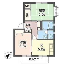 関守ハイツ 2Kの間取図画像