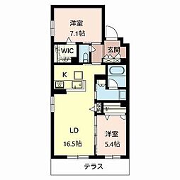 ル　ボワ　ヴェール 0106 1階2LDKの間取り