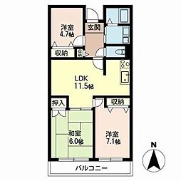 コートザルピナス 3LDKの間取図画像