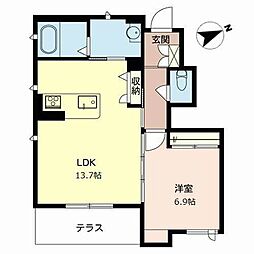 シャーメゾン桜小路 1LDKの間取図画像