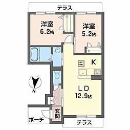シャーメゾンガーデンズエステートA 2LDKの間取図画像