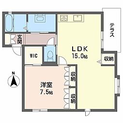 シャーメゾン田川北B棟 1LDKの間取図画像