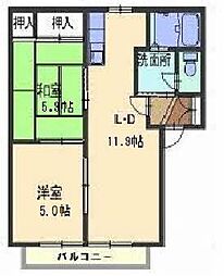 エンコウジA 2LDKの間取図画像