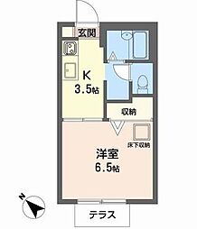 コーポフローラル2 1Kの間取図画像