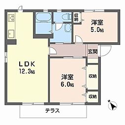 サンシャイン藤原台 2LDKの間取図画像