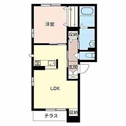 ベレオ新通 1階1LDKの間取り