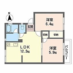 ラベニュー谷口 2LDKの間取図画像