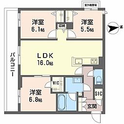 大東市氷野2丁目マンション 3LDKの間取図画像
