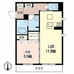 シャーメゾンプランドール 1LDKの間取図画像