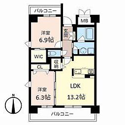 パストラル光町 2LDKの間取図画像