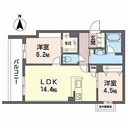 シャーメゾン　ベル　プレジール 0305 3階2LDKの間取り