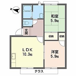 フォレストヒル 2LDKの間取図画像