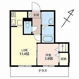 シャーメゾン2番館 1LDKの間取図画像