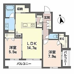 豊中市桜の町3丁目マンション 2LDKの間取図画像