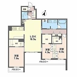 ミュリエル箕面 3LDKの間取図画像