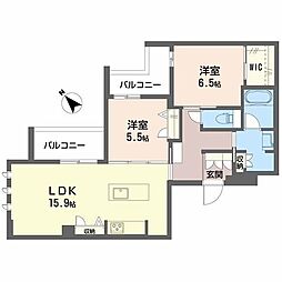 オルキデア クオーレ 2LDKの間取図画像