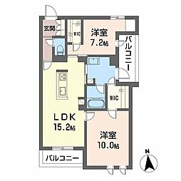 グランドゥール中小阪 0201 2階2LDKの間取り