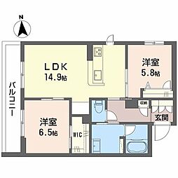 シャーメゾン深江北 0202 2階2LDKの間取り