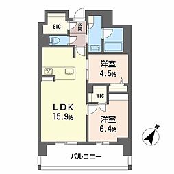 リビエナ グラン 新梅田 2LDKの間取図画像