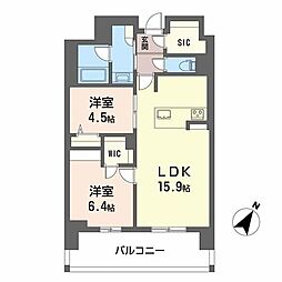 リビエナ グラン 新梅田 2LDKの間取図画像