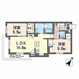 ヘミングウェイ 2LDKの間取図画像
