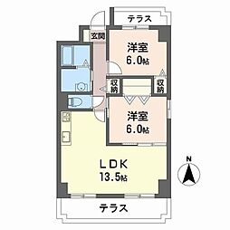 メディオグリシーナエフ 2LDKの間取図画像