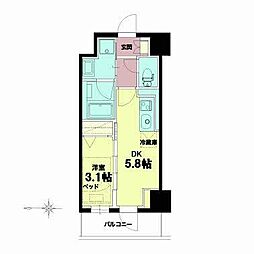 セルン新町 1DKの間取図画像
