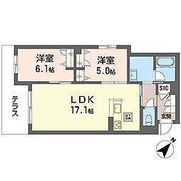 シャーメゾン エクロール 一部みらいエコ 2LDKの間取図画像