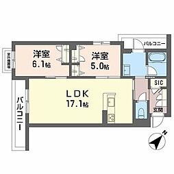 シャーメゾン エクロール 一部みらいエコ 2LDKの間取図画像