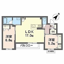 シャーメゾン エクロール 一部みらいエコ 2LDKの間取図画像