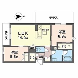 シャーメゾン渋川III 2LDKの間取図画像