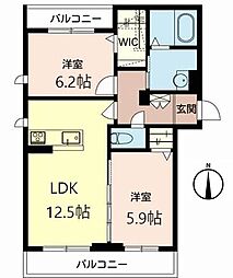 シャーメゾンブランシュ 2LDKの間取図画像