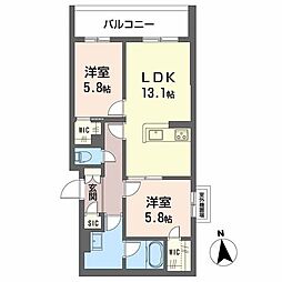 シャーメゾン 東雲 子育て支援 2LDKの間取図画像
