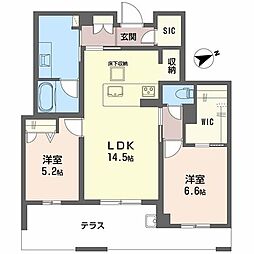 アルテーヌ浜寺元町 2LDKの間取図画像