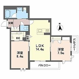シャルール メゾン 2LDKの間取図画像