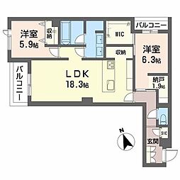 エクラ 庚申堂 2SLDKの間取図画像