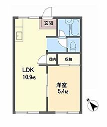 タウニィ料理松 1階1LDKの間取り