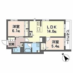 シャーメゾン　リッシュ高石 0302 3階2LDKの間取り