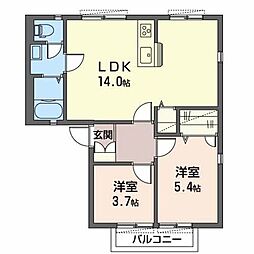 ディアスコスモ 2階2LDKの間取り