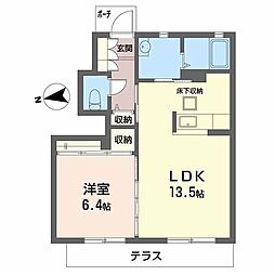 サンフィールド 1LDKの間取図画像