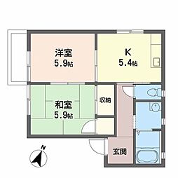 フォーレス花野1 2Kの間取図画像