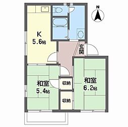 フレグランス桜が丘 2Kの間取図画像