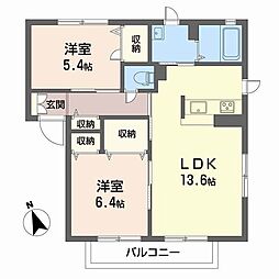 ミルキーウェイ 2LDKの間取図画像