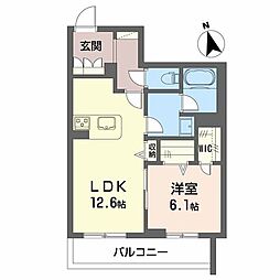 ハワード コート 1LDKの間取図画像