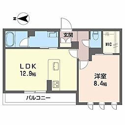 シャーメゾン　太秦天神川 0206 2階1LDKの間取り