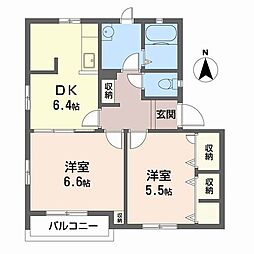 サクラ21 1階2DKの間取り