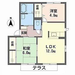 メゾン　プランドール 1階2LDKの間取り
