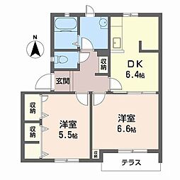 サクラ21 1階2DKの間取り