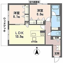 グランコート北浦 2LDKの間取図画像