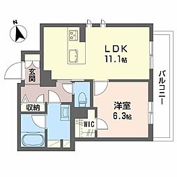 ゴード ヴィラ 1LDKの間取図画像